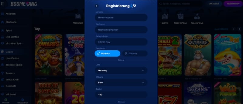 Boomerangbet Registrierung im besten Online Casino